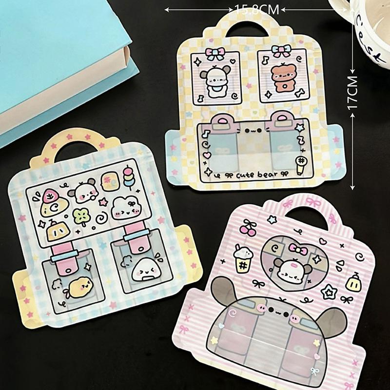 3/6Pcs Handheld Self Sealing Bag Cute Plastics Storage Bag Snack Packaging Bag Gift Packaging Bag Cartoon Reusable Packaging Bag