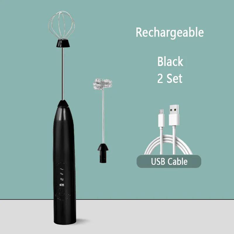 Handheld Doppelstab Kabelloser Schneebesen Vanillepudding Aufschäumer Mini Tragbarer Mixer Kaffee Milch Drei Geschwindigkeitsstufen Eischnee Geschlagen USB