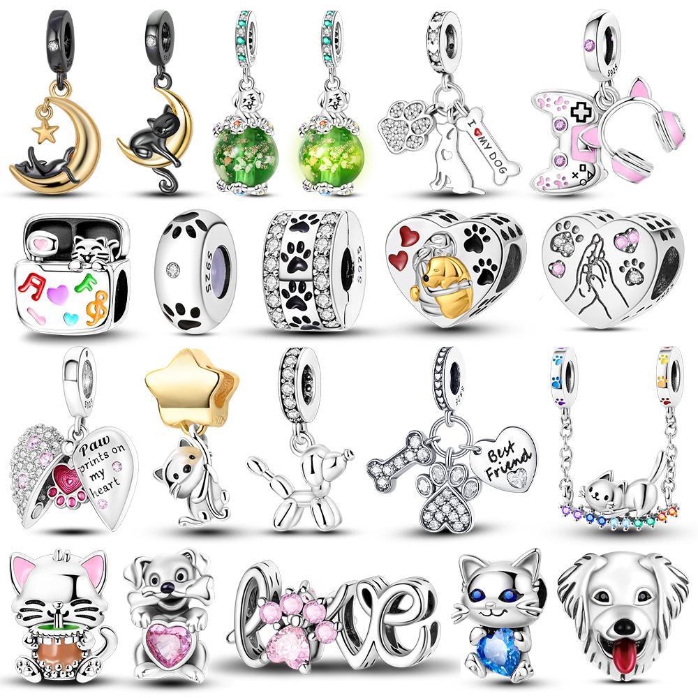 Original Pendants Charmscopper Cute Cat Dog Pet Beads Fit Bracelet Necklace Jewelry Dangle Making For Women Fashion Charms