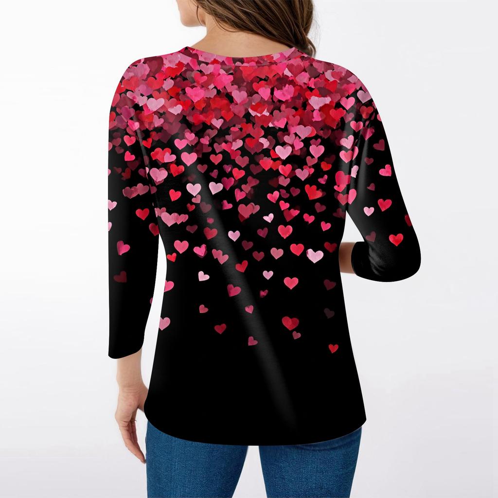 Dámské tričko s potiskem 3/4 rukáv denní víkendová móda základní véčkový výstřih běžný top