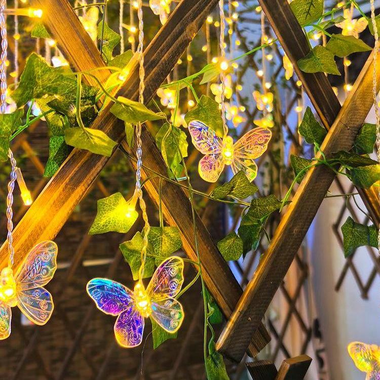 Butterfly Icicle Solar String Lights for Garden, Patio, and Landscape Decor