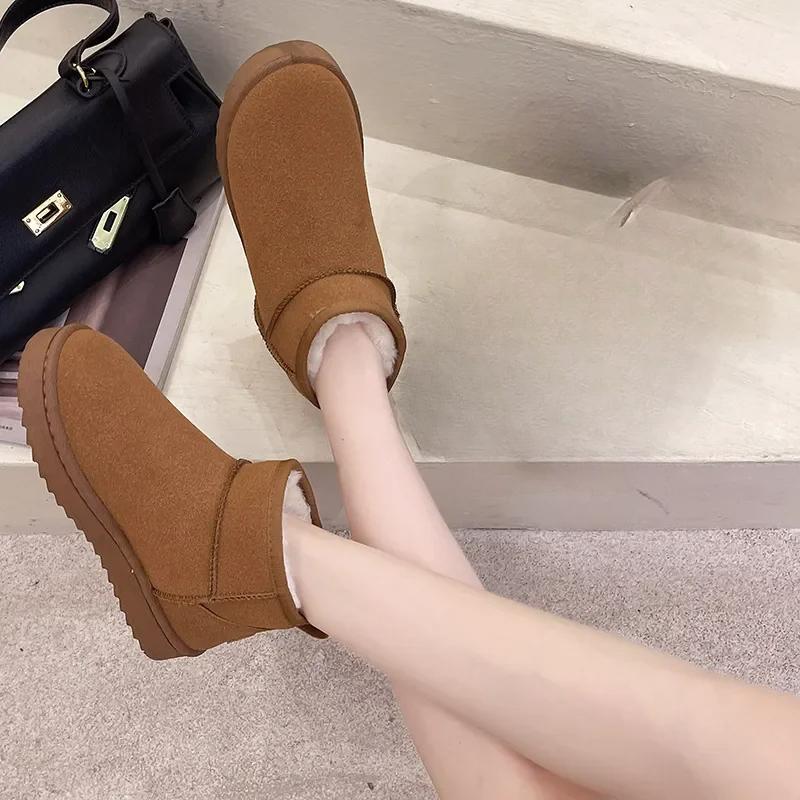 

Новые зимние сапоги в стиле зимних ботинок, короткие мини-сапоги из овчины, женские водонепроницаемые ботильоны из натуральной шерсти, теплые ботильоны на меховой подкладке, плоские туфли 41