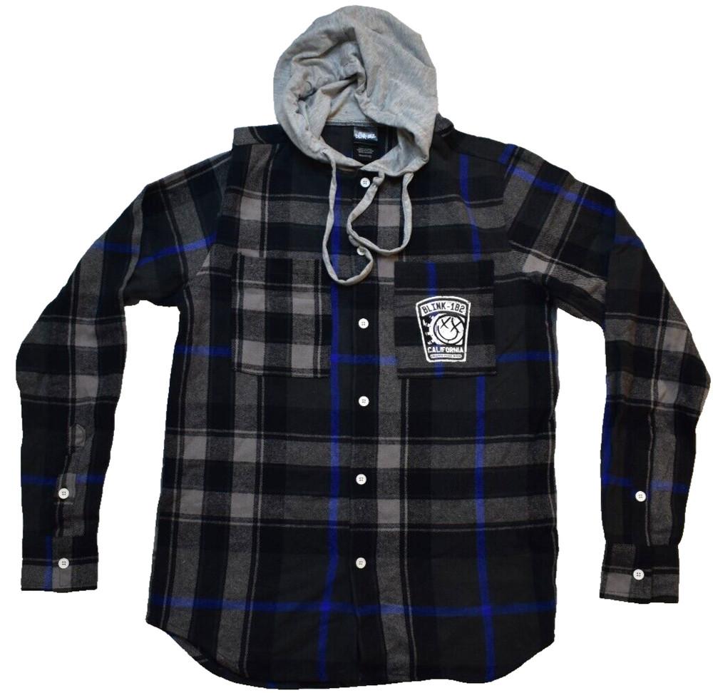 Blink-182 Mens California Crappy Punk Rock Hooded Flannel Button-Up Shirt New S Unisex T-Shirt S