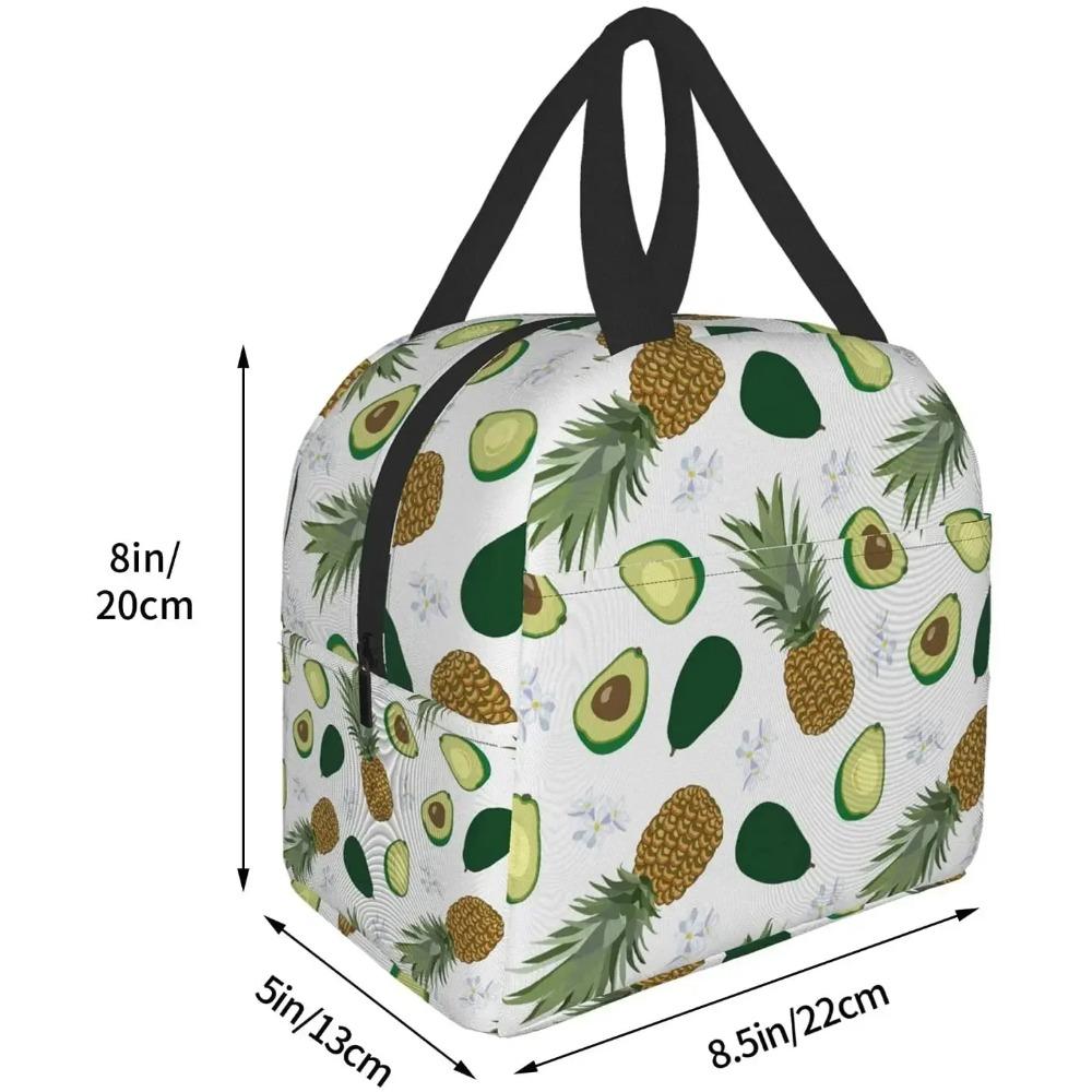 Lunch Bag for Women Summer Pineapple Avocado Flower Insulated Lunch Box Cooler Tote for Adults Men Work Office School Picnic