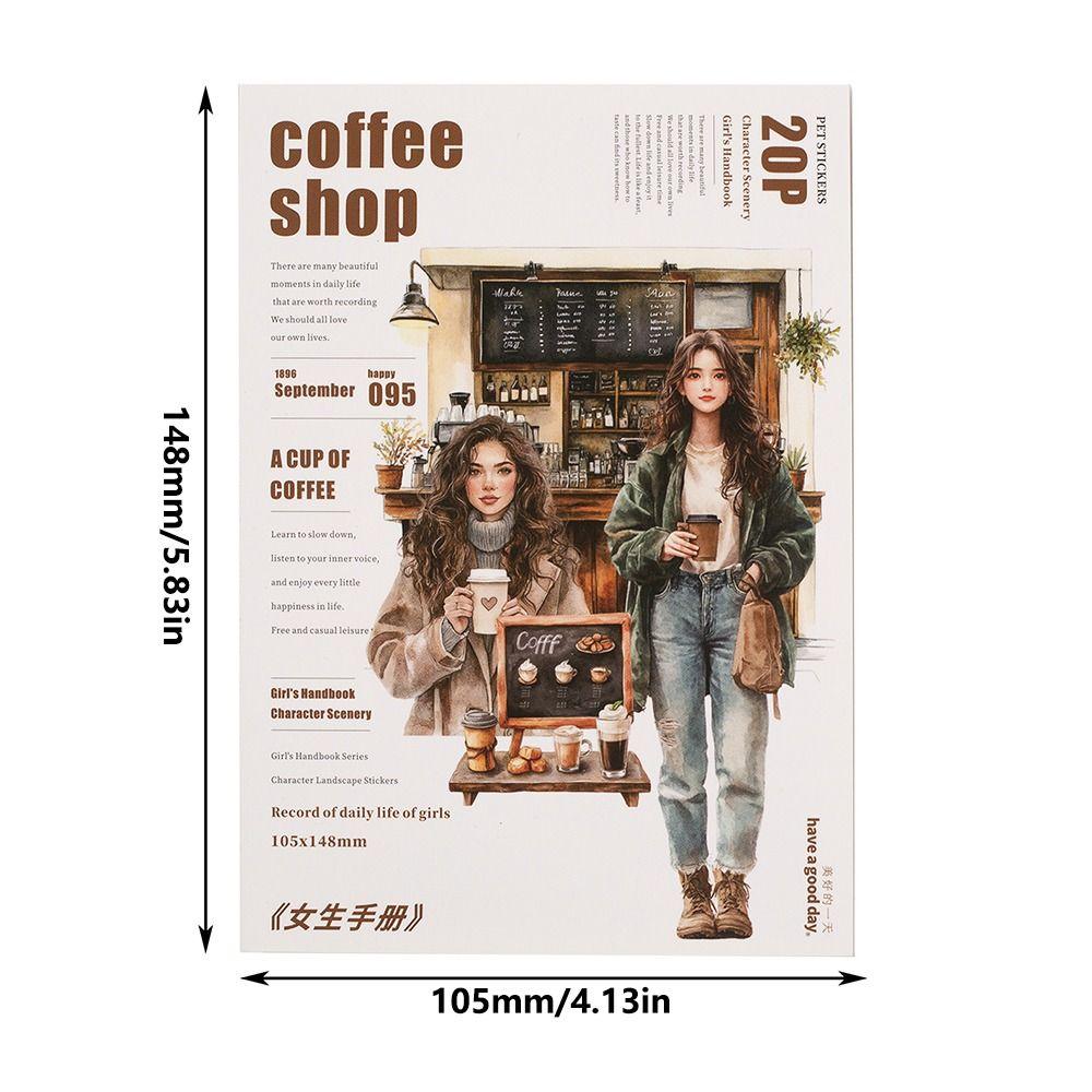 20 Sheets Girls Life Theme Stickers DIY Collage Decorative PET Girls Handbook Have a Good Day Durable Sticker Book