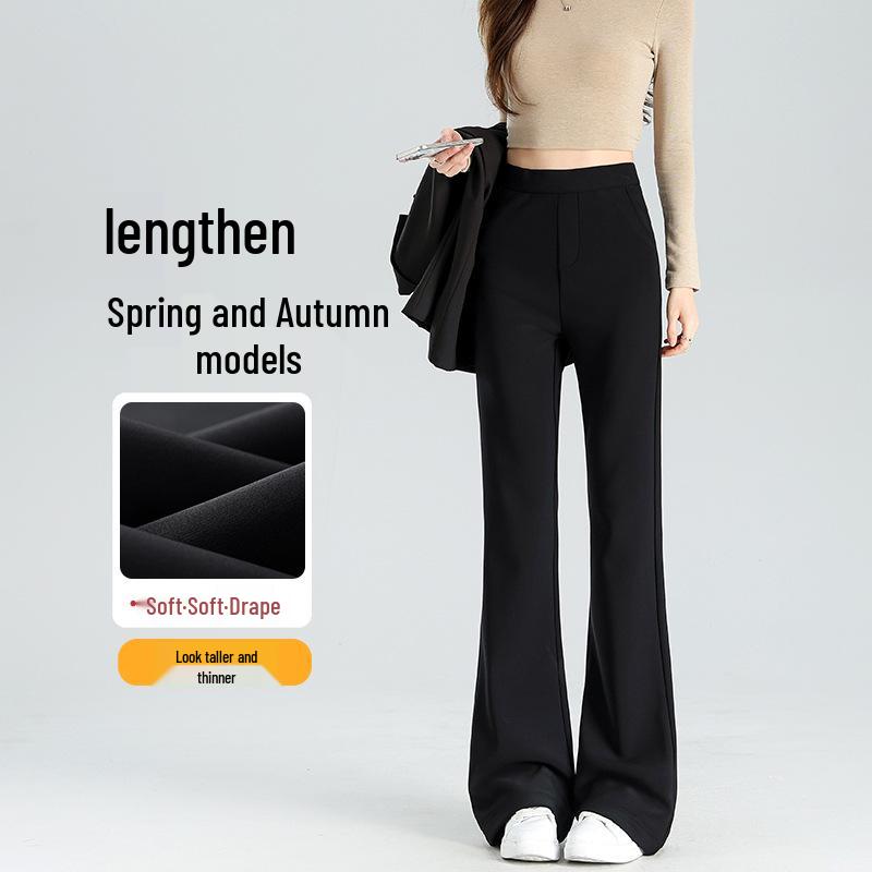 

Women s Black High Waist Micro-Flare Pants with Velvet Stretch - New 2025 Spring/Autumn Collection. L [105-115 kg]