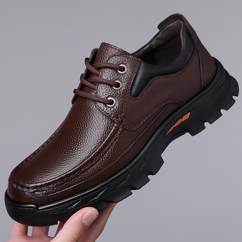Fashion Genuine Leather Mens Casual Shoes Spring Breathable Soft Bottom Men Dress Shoes High Quality Non-Slip Mens Business Shoes