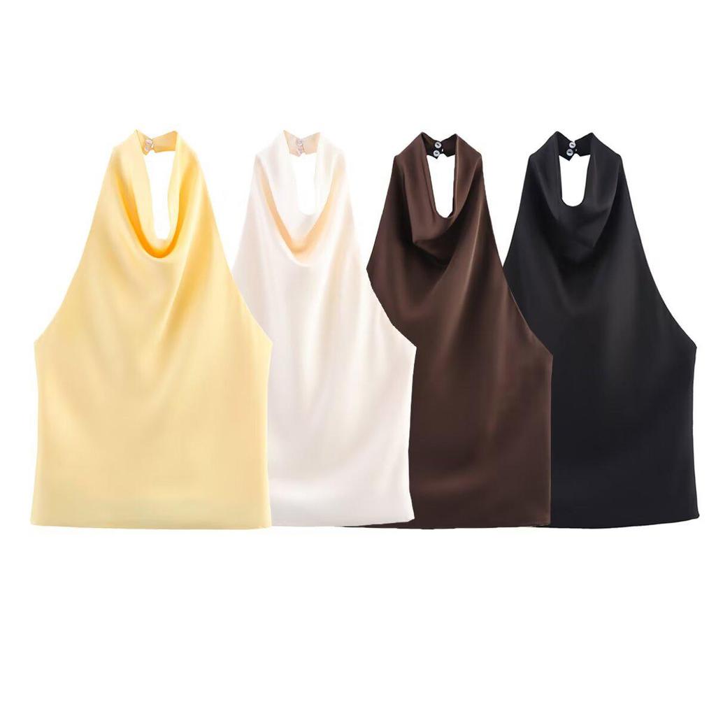 European & American Women's Satin Halter Top - Trendy INS Influencer Style