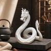 White Chinese Dragon Statue, 3D Printed Oriental Dragon Figurine, Collectible Dragon Sculpture for Tabletop Bookshelf Decoration