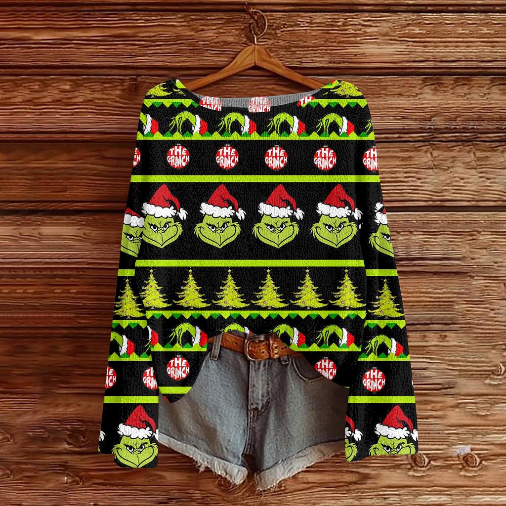 Christmas Sweatshirts For Women Knit Sweater Cute Shirt Fall Crewneck Pullover Tops