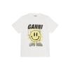 Ganni Love Club Serie Smiley Geel Print Korte Mouw T-shirt Dames tops Wit T3144-151