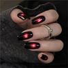 144pcs 3D Red Glitter Cat Eye Press On Nails Medium Square Shiny Red Cat Eye Fake Nails Full Cover Acrylic Cat Eye False Nails