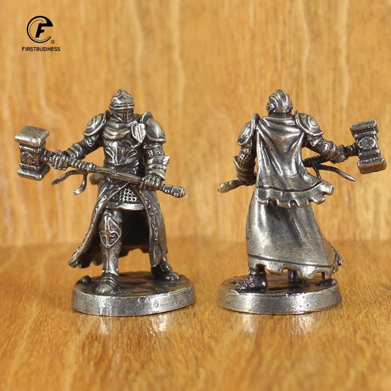 White Brass War Legions Fearless Knight Soldier Models Miniature Figurine Collections Metal Chess Piece Table Game Ornament Gift