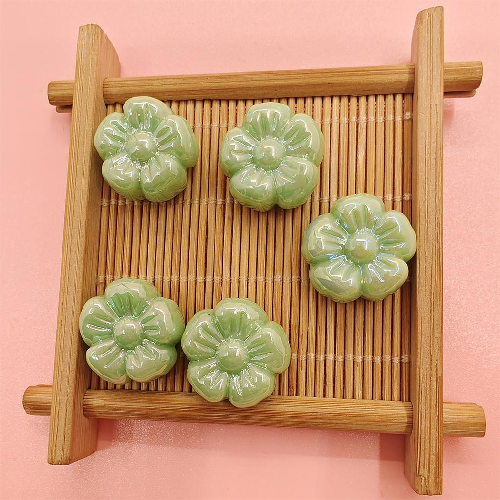 10Pcs Acrylic DIY Jewelry Accessories Loose Beads UV Color Plating For Bracelet Earring Making Plum Blossom 19.5mm Beaded Materials Jewelry