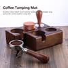 2 Hole Coffee Tamper Holder Beech Coffee Handle Mat Pad Stand for Home Restaurant(BuiltIn )