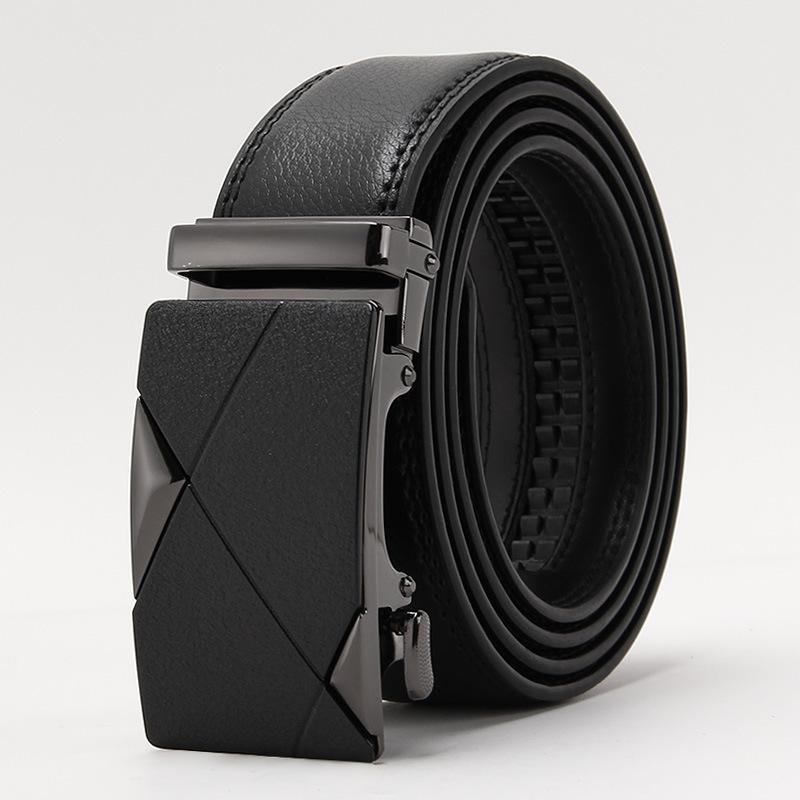 Frosted Automatic Buckle Edge Two-Layer Cowhide Belt, Business And Leisure Men'S Trendy Belt