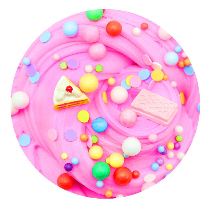 H- Spinner Cute Clock Block Cake Fluffy Slime Plasticine Mud Slam Stress Relief Barneleke