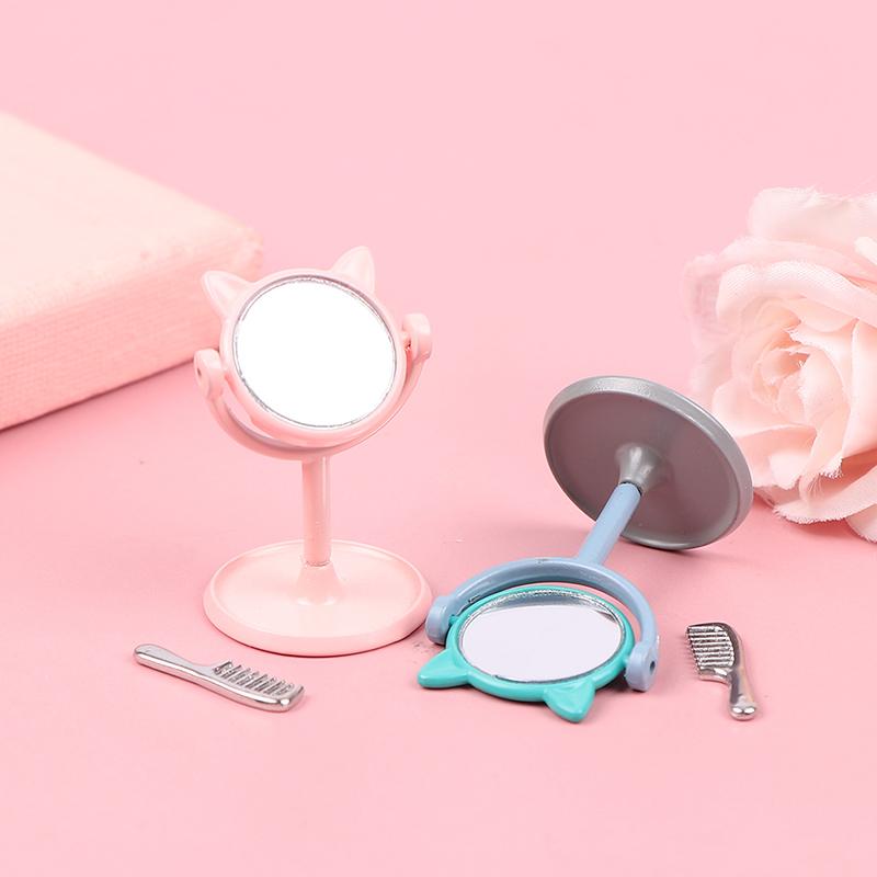 1/12 Make-up Mini Hasenohren Spiegel Möbel für Puppenhaus Spielzeug Zubehör