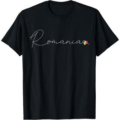 Dragoste Simplă Steagul României Inimă pe Tricouri România Bărbați Bumbac Umor Streetwear Tricou Mânecă Scurtă Unisex Haine Largi