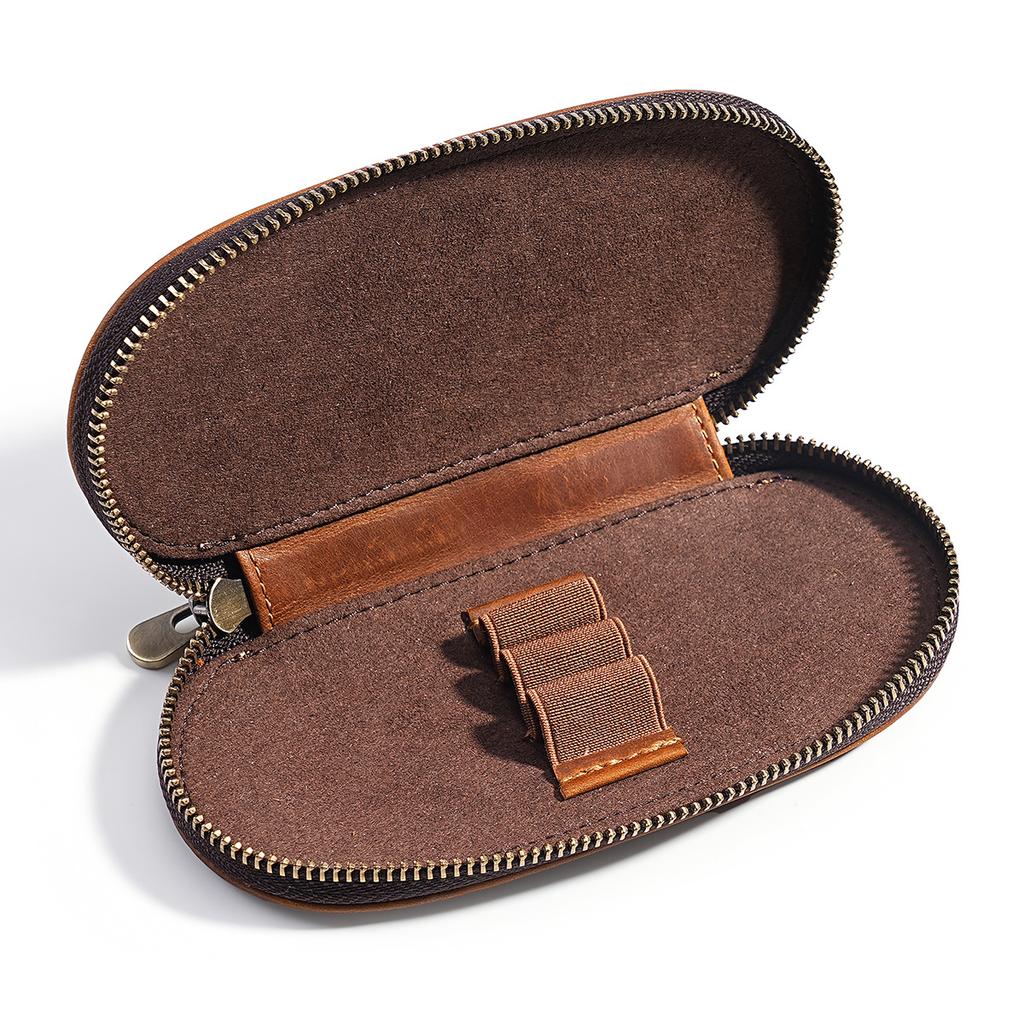 Custodia Portapenne Stilografiche Fatta a Mano 3 Scomparti in Vera Pelle Retro Fibbia in Ottone Porta Matite da Tavolo Cancelleria per Ufficio Scuola Miglior Regalo