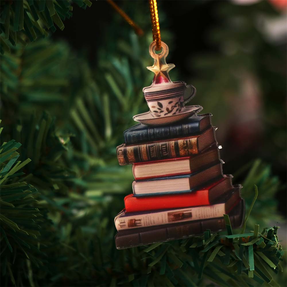 Acryl Bücherregal Weihnachtsanhänger 3D Bücherregal Weihnachtsanhänger Fensteranhänger