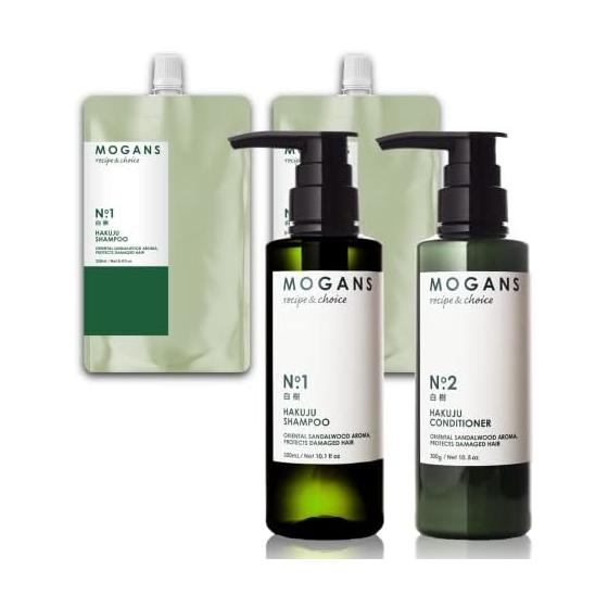 MOGANS Hakuju Amino Acid Shampoo & Conditioner Bottle (300mL each) & Refill (250mL each) Set (Non-Silicone/Additive-free/Aroma Shampoo) Mother s Day