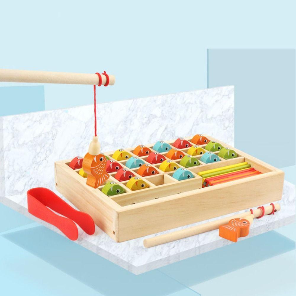 Early Education Wooden Magnetic Fishing Game Magnetic Fishing Learning Box  Learn Math