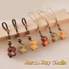 Cartoon Horse Mascot Keychain Mini Zodiac Horse Phone Chain Wooden Horse Pendant  Bag Key Decor