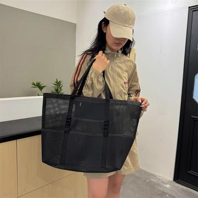 Sac de plage tendance et décontracté à une épaule Sac filet à une épaule multi-poches Pour s'amuser Maille respirante Sac de voyage à main