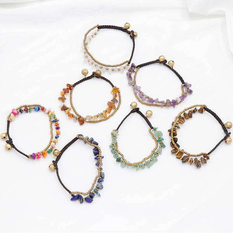 1 szt. Bransoletki z koralików z kamieni naturalnych w stylu bohemy, z kamieni kruszonych, dla kobiet i mężczyzn, do noszenia na co dzień, biżuteria, prezenty na święta, 18-18,5 cm