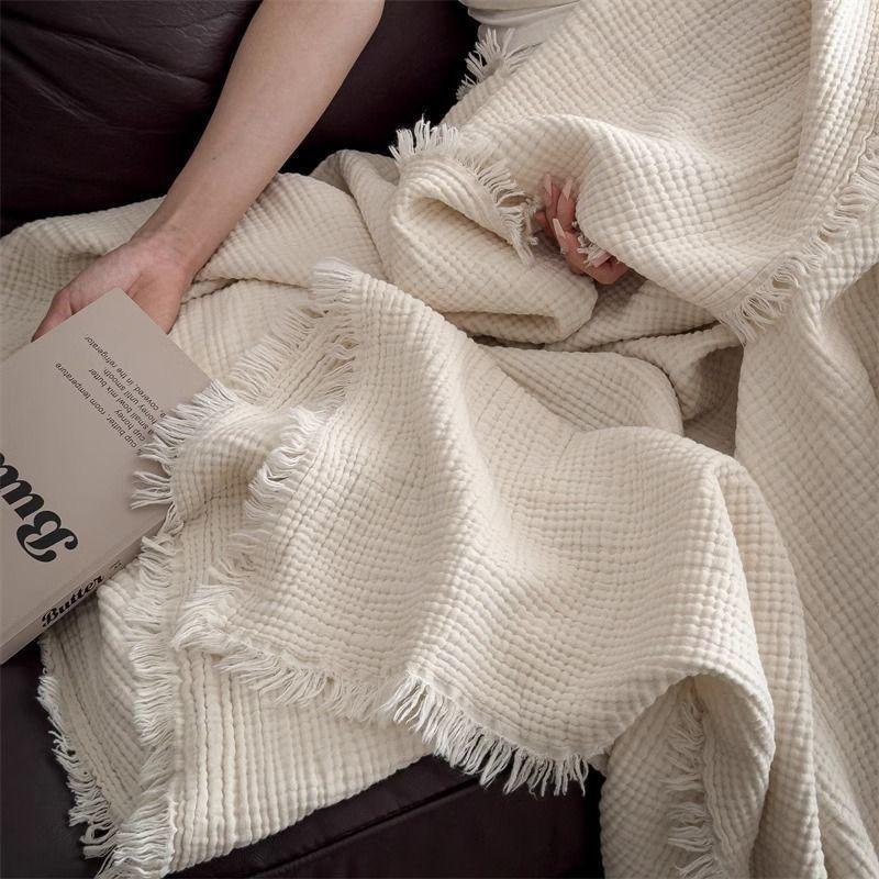 Knitted Summer Cool Quilt Gauze Throw Shawl Summer Sofa Nap Infant Cover Air-Conditioning Blanket