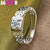 925 Sterling Silver AAA Zircon Hollow Patter Ring Jewelry