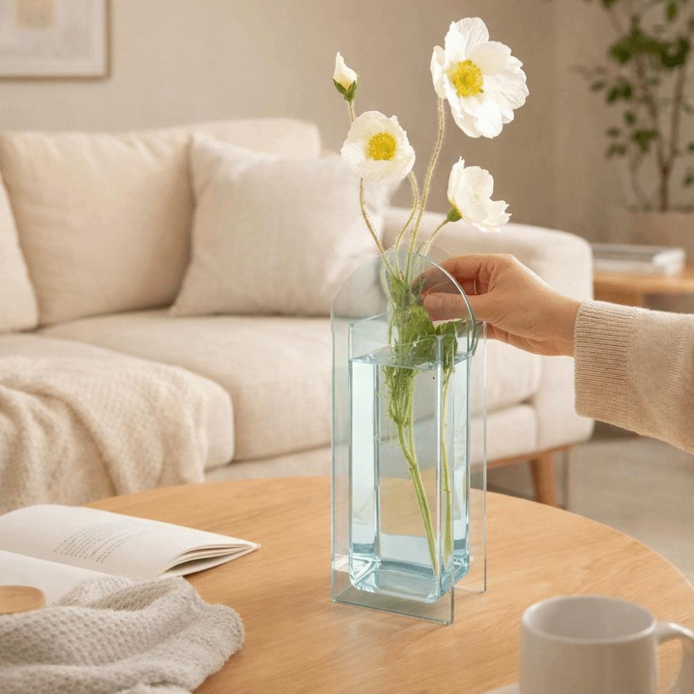 Transparent Acrylic Vase Geometric Flower Container Minimalist Flower Vase  Tabletop Decoration