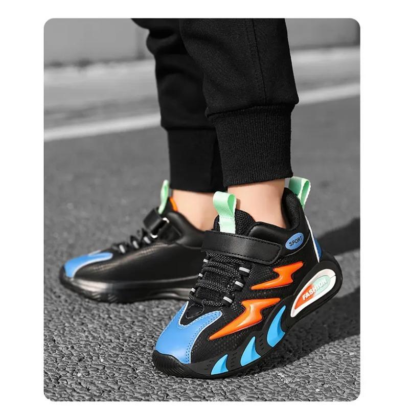 Kids High-top Sneakers Hook & Loop Non-slip Breathable Casual Sports Shoes for Boys