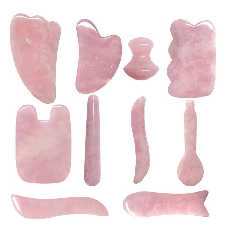 Rose Quartz Gouache Scraper For Face Natural Jade Stone Pink Quartz Gua Sha Scraping Board Acupuncture Health Massage Face Lift