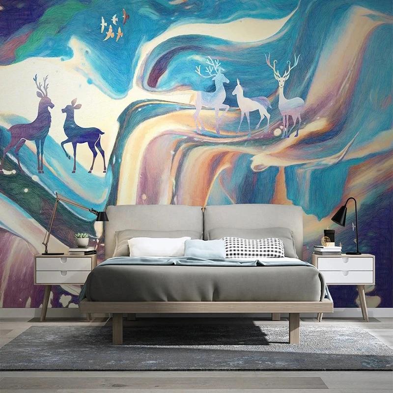 Any Size Wallpaper Hand Drawn Abstract Art Elk Decorative Mural Poster Living Room Bedroom Home Decor Fresco