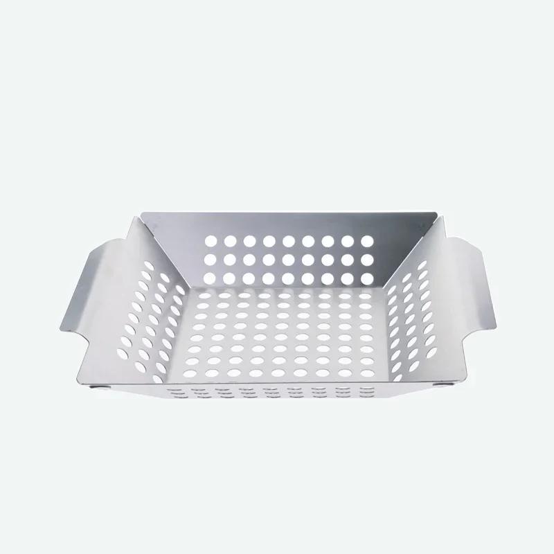 

Квадратный противень для гриля из нержавеющей стали с перфорированным противнем для гриля, сковорода для гриля для овощей, рыбы, шашлыка, овощей и т. д.