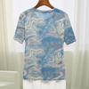 Damen Farbblock Rundhals Kurzarm T-Shirt