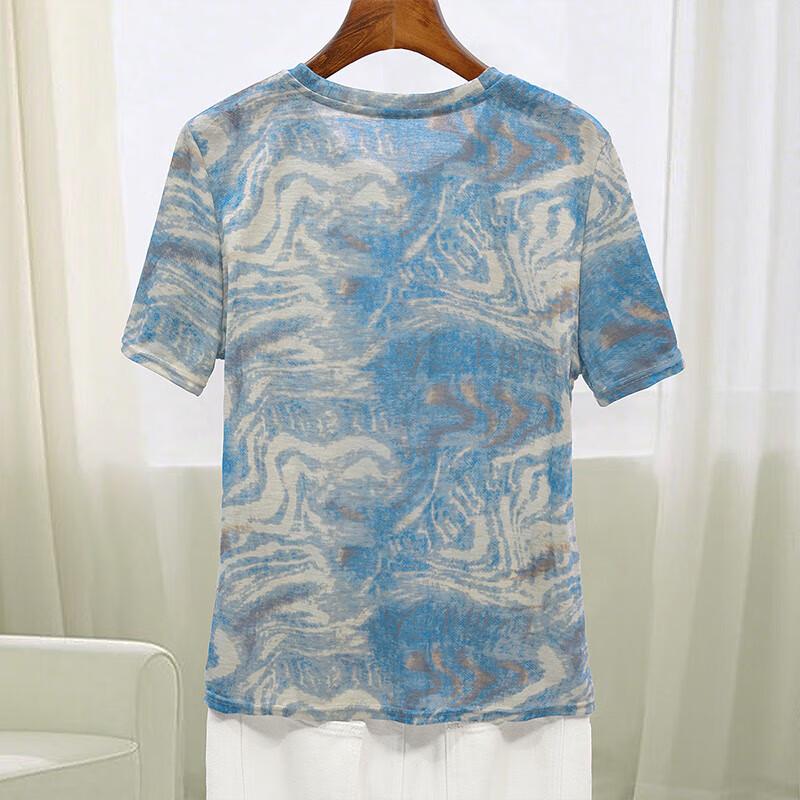 Damen Farbblock Rundhals Kurzarm T-Shirt
