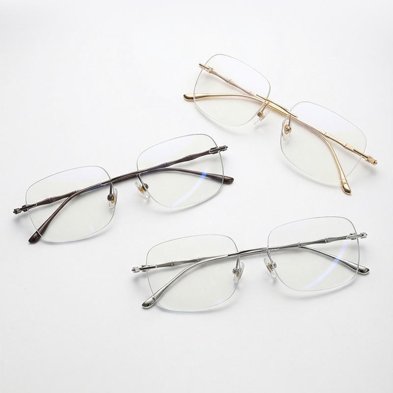 Women's Luxury Photochromic Myopia Glasses Rimless Ultra-Light Fashionable Minus Diopter Eyeglasses Blue Light Blocking Goggles