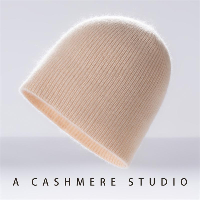 Autumn and winter new cashmere blended warm knitted big head circumference men's and women's cashmere hats