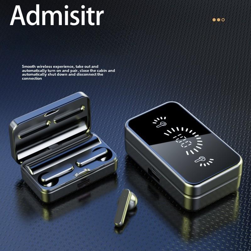 

Новая беспроводная Bluetooth-гарнитура с зеркалом, мини-наушники с двумя невидимыми наушниками-вкладышами и удлиненным ремешком в режиме ожидания чёрный