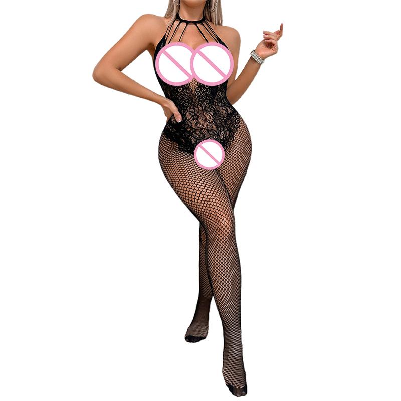 Sexy Body Stockings Women Open Crotch Fishnet Mesh Tights Lingerie Bodysuit Sleepwear Underwear