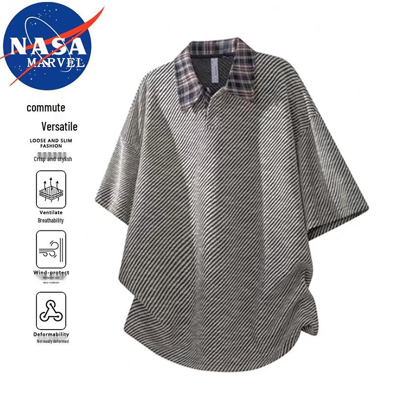 NASA MARVEL Men's Striped Short Sleeve Shirt
