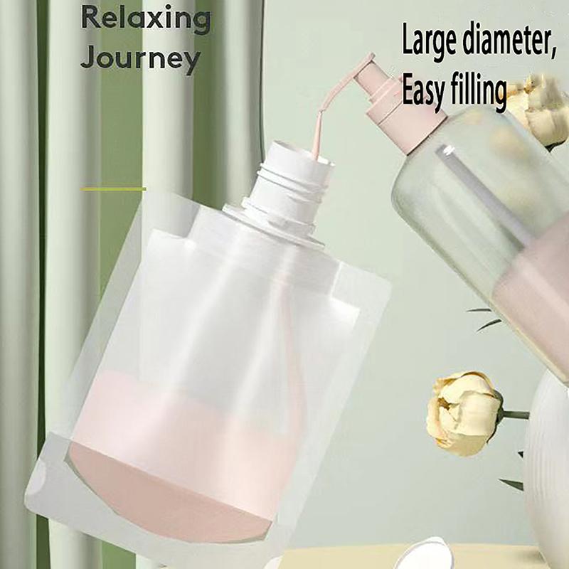 Sacchetto di imballaggio a conchiglia trasparente in plastica con beccuccio verticale, borsa da viaggio portatile per trucco fluido per lozione e shampoo