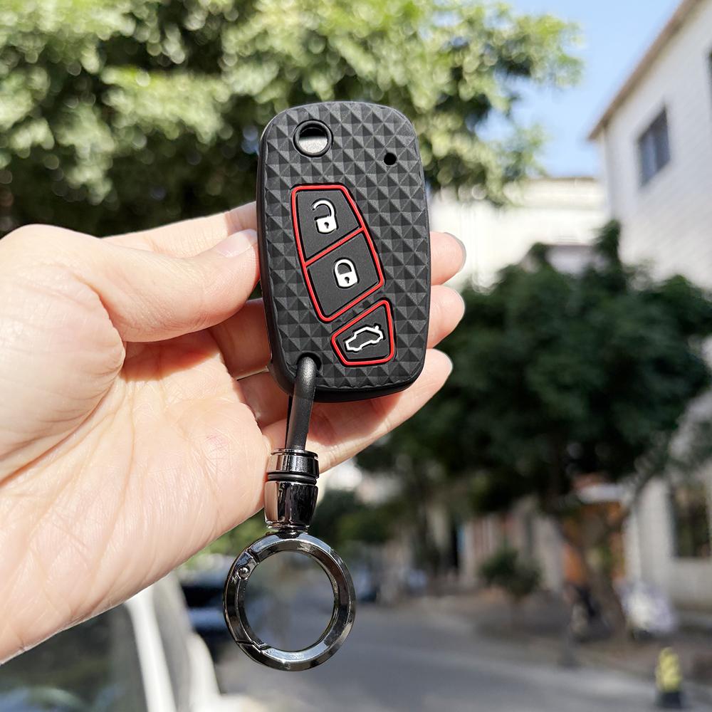 Schlüsselanhänger Schutzhülle Passend für Fiat Panda Dot Grande Punto Linea Stilo Streetka Fahrzeuge Bravo Silikon Auto Smart Key Fob Hülle Halterung