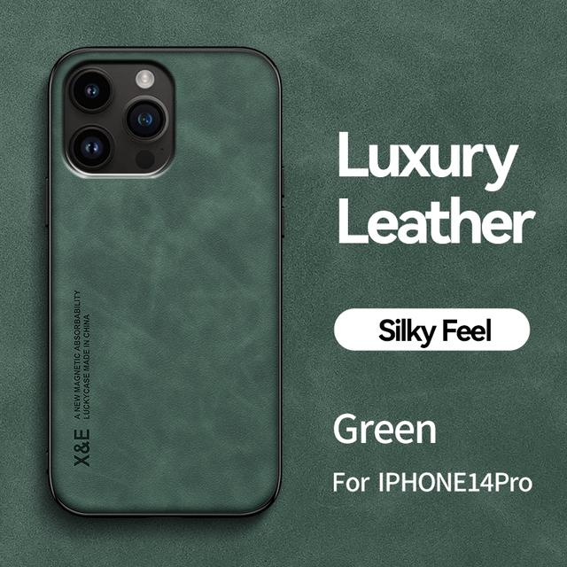 Capa de couro magnética de luxo para iPhone 14 13 12 11 Pro Max Mini Xr Xs X 8 7 Plus Se 14pro Retro pele de carneiro suporte de carro capa macia