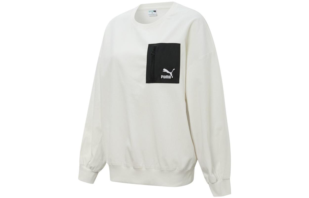 PUMA Свитшоты Женские Белый Круглый вырез Умеренный Обычный 534753-93 M