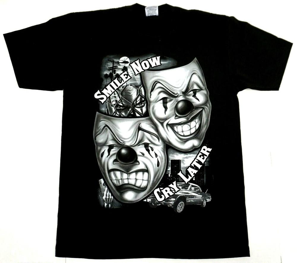 COMEDY & TRAGEDY T-shirt Happy Sad Theater Clown Faces Tee Men s Black New Unisex T-Shirt L