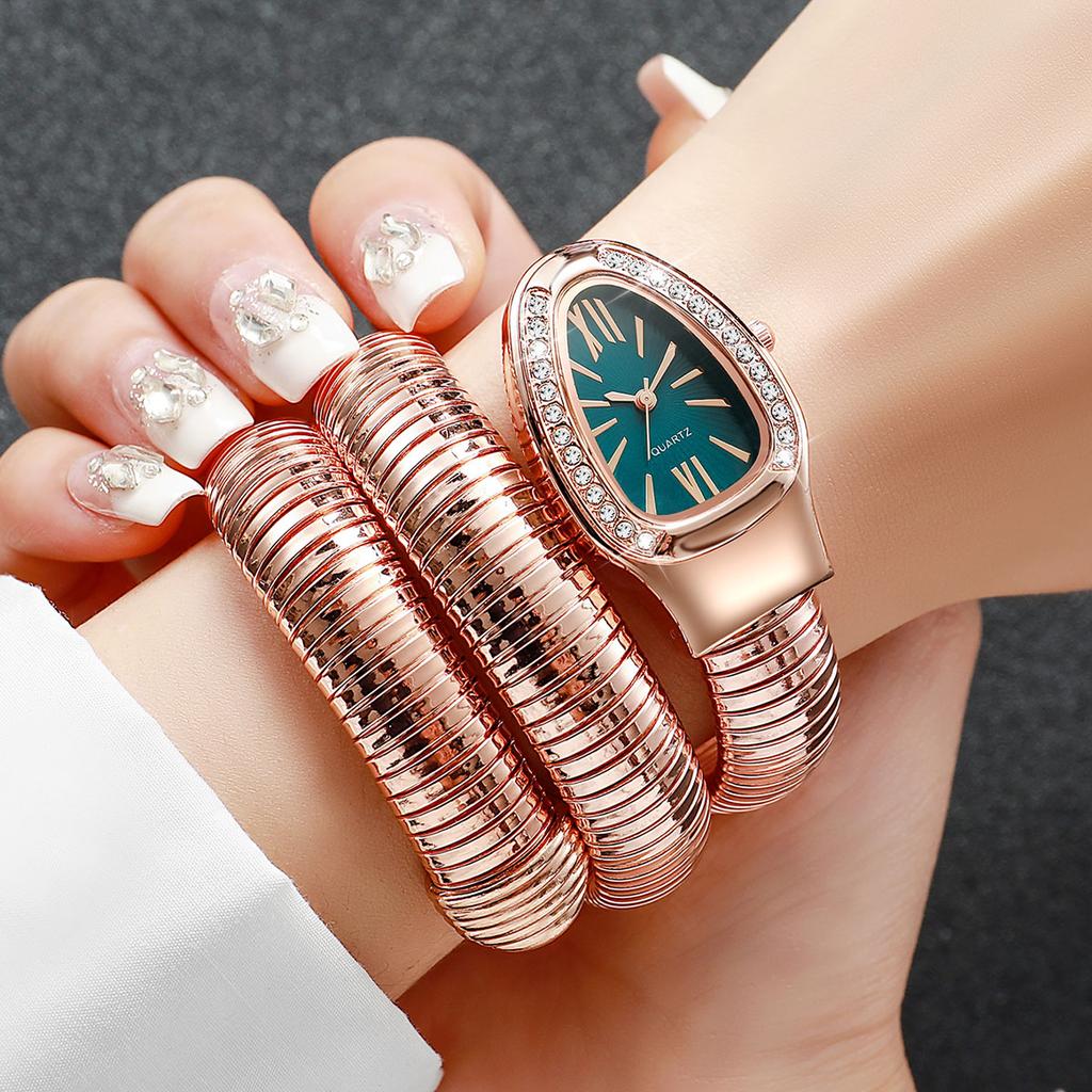 Fashion Women Snake Shape Quartz Watches Luxury Rhinestone Roma Dial Wristwatch Girls Clock Reloj Mujer